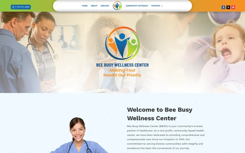 Bee Busy Wellness Center website project