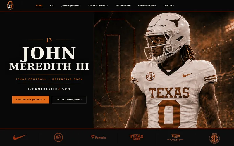 John Meredith III athlete brand website project